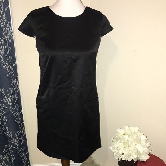 Theory Maryanka Black Shift Dress Cap Sleeves - Picture 1 of 8